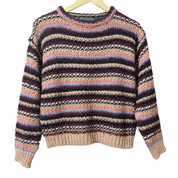Anthropologie Sweaters - Anthropologie Elsamanda Striped Alpaca Wool Blend Chunky Knit Sweater Made Italy